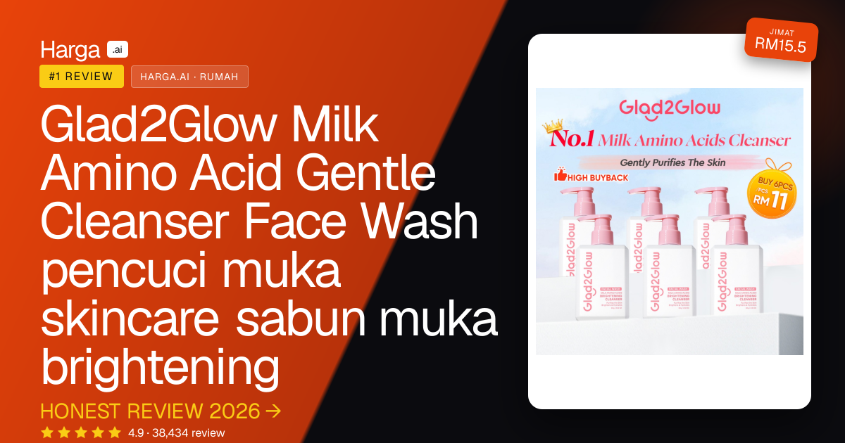 Glad2Glow Milk Amino Acid Gentle Cleanser Face Wash pencuci muka skincare sabun muka brightening review