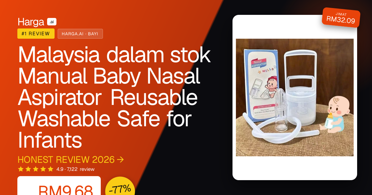 Malaysia dalam stok Manual Baby Nasal Aspirator Reusable Washable Safe for Infants review