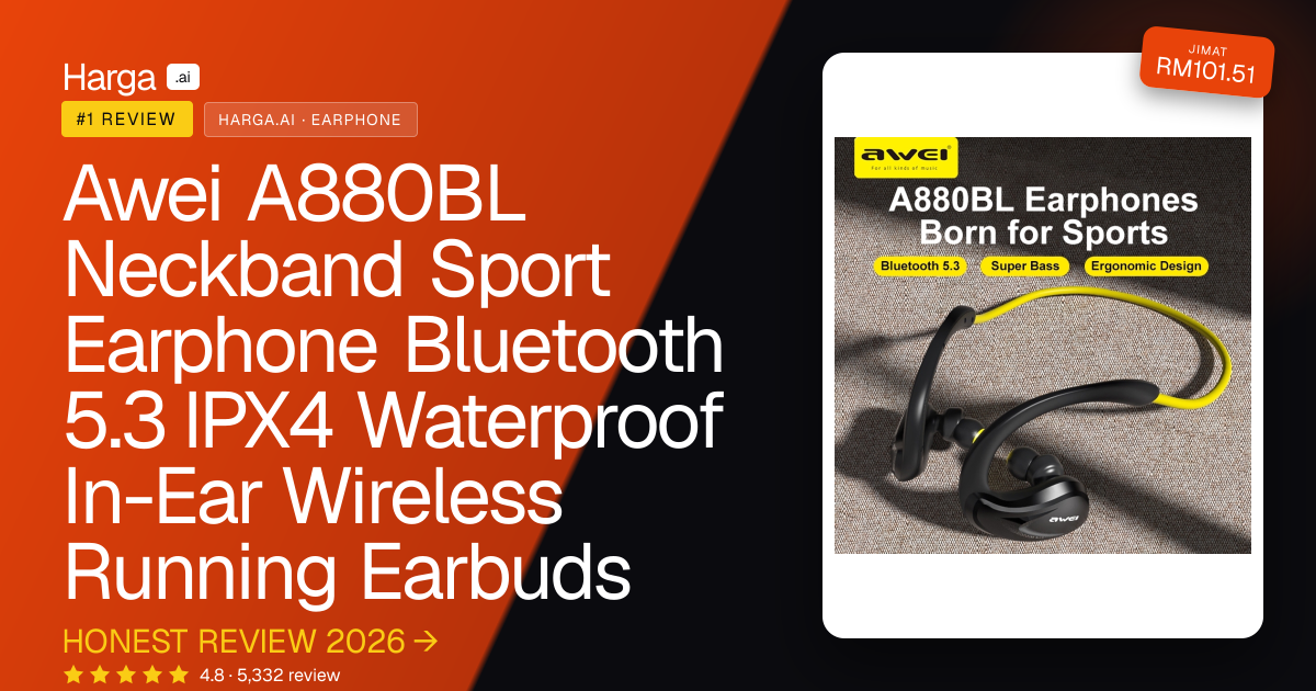Awei A880BL Neckband Sport Earphone Bluetooth 5.3 IPX4 Waterproof In-Ear Wireless Running Earbuds review