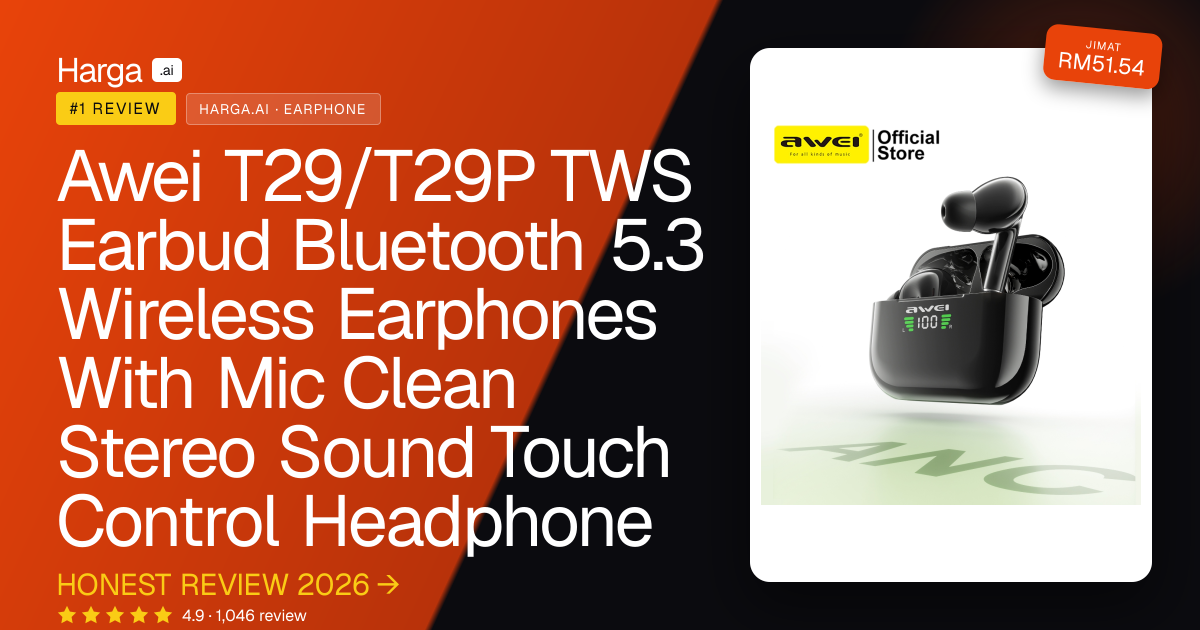 Awei T29/T29P TWS Earbud Bluetooth 5.3 Wireless Earphones With Mic Clean Stereo Sound Touch Control Headphone review
