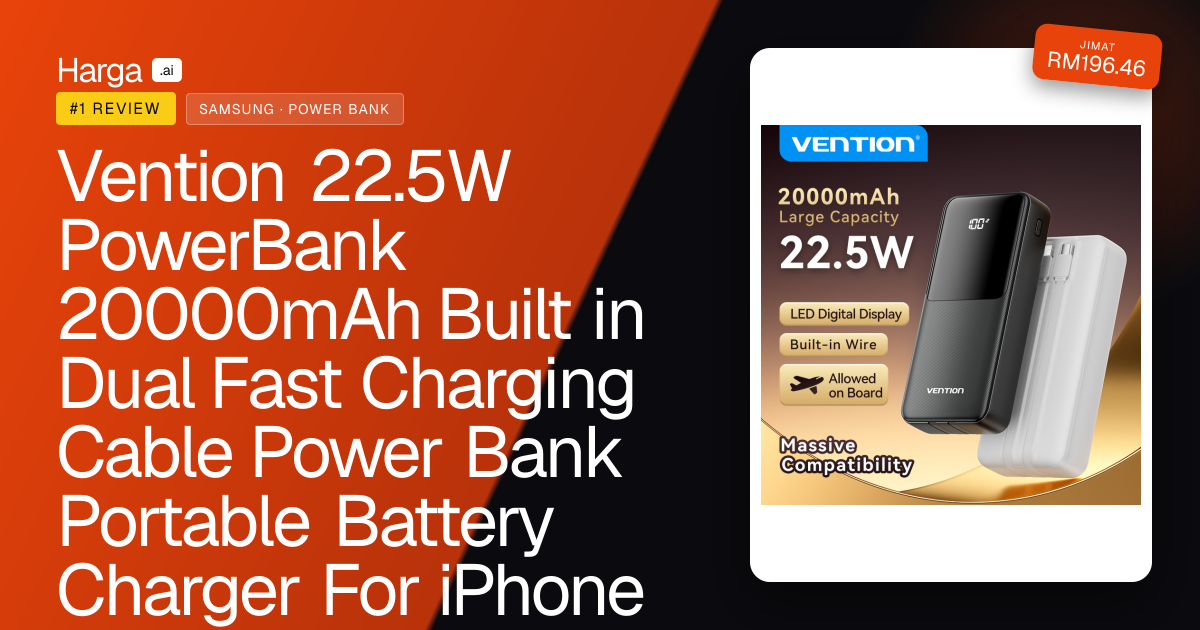 Vention 22.5W PowerBank 20000mAh Built in Dual Fast Charging Cable Power Bank Portable Battery Charger For iPhone 15 14 13 Pro Max Xiaomi Samsung review