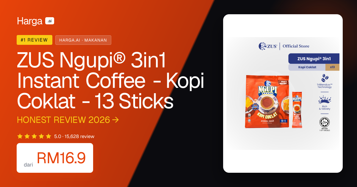 ZUS Ngupi® 3in1 Instant Coffee - Kopi Coklat - 13 Sticks review