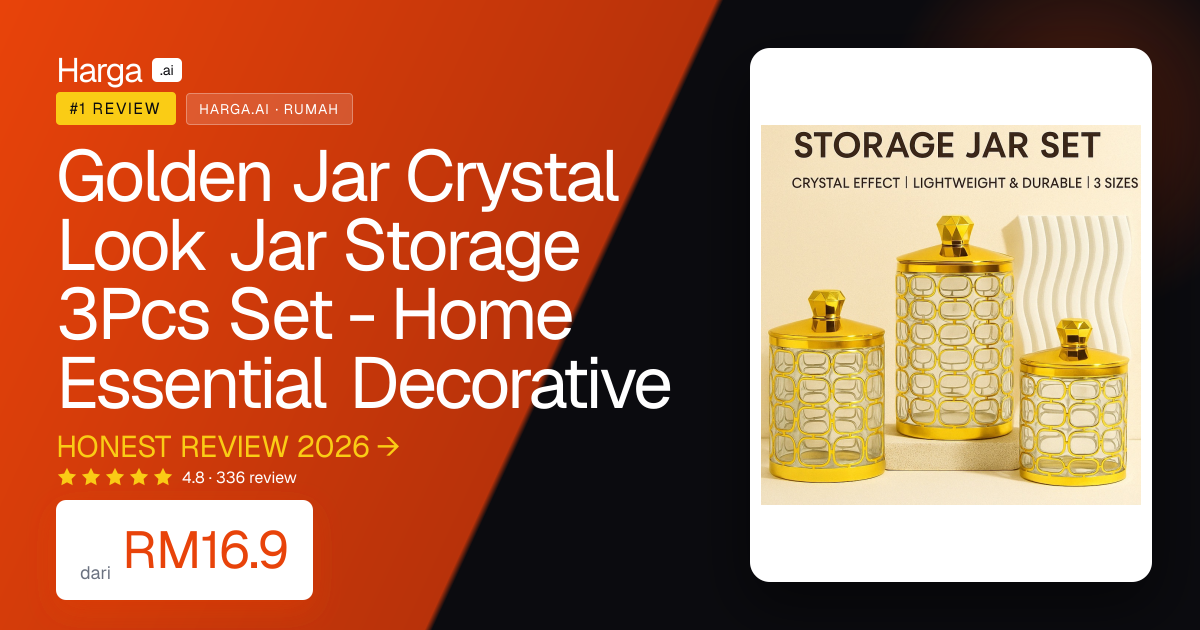 Golden Jar Crystal Look Jar Storage 3Pcs Set - Home Essential Decorative review