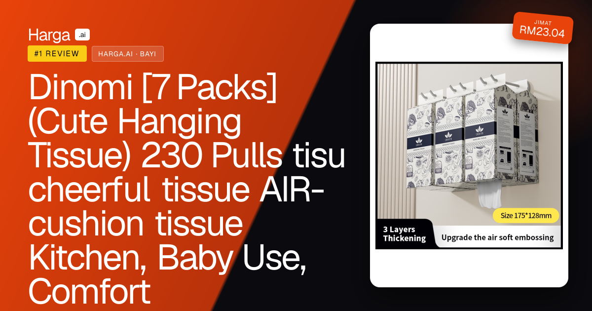 Dinomi [7 Packs] (Cute Hanging Tissue) 230 Pulls tisu cheerful tissue AIR-cushion tissue  Kitchen, Baby Use, Comfort review