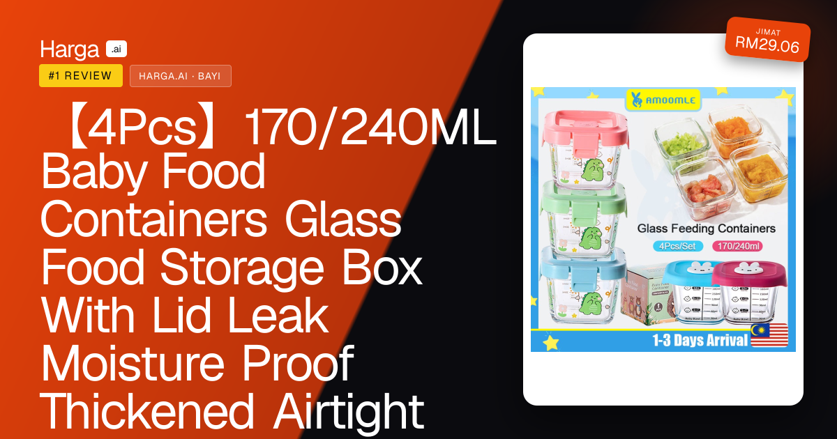 【4Pcs】170/240ML Baby Food Containers Glass Food Storage Box With Lid Leak Moisture Proof Thickened Airtight review