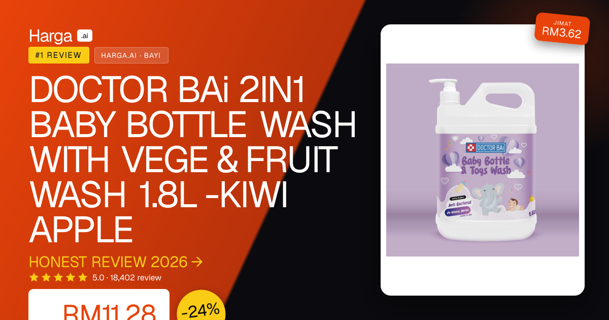 DOCTOR BAi 2IN1 BABY BOTTLE WASH WITH VEGE & FRUIT WASH 1.8L -KIWI APPLE review