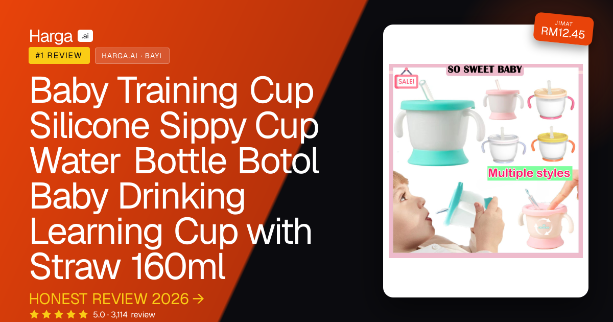Baby Training Cup Silicone Sippy Cup Water Bottle Botol Baby Drinking Learning Cup with Straw 160ml review
