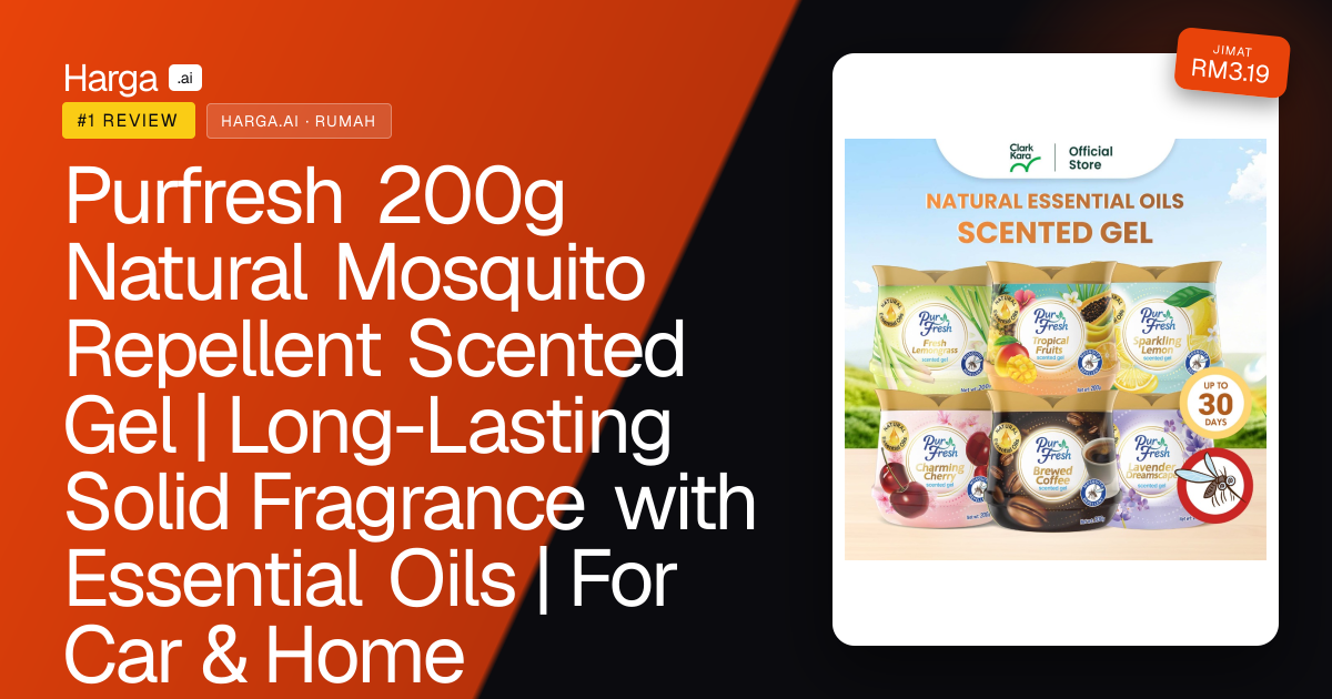 Purfresh 200g Natural Mosquito Repellent Scented Gel | Long-Lasting Solid Fragrance with Essential Oils | For Car & Home review