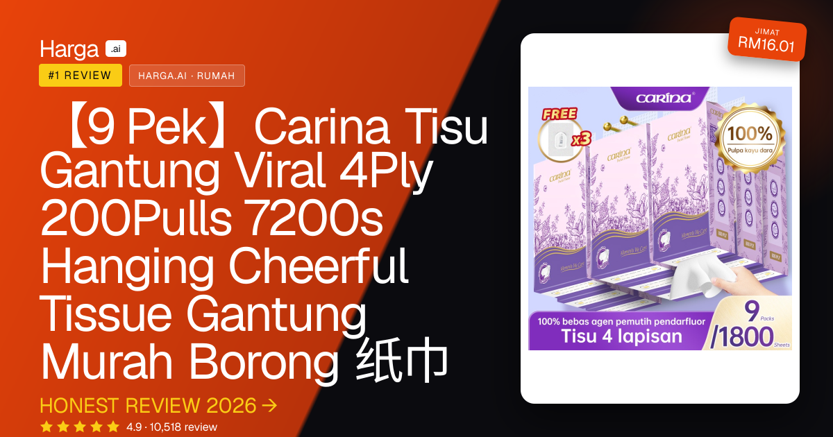 【9 Pek】Carina Tisu Gantung Viral 4Ply 200Pulls 7200s Hanging Cheerful Tissue Gantung Murah Borong 纸巾 review