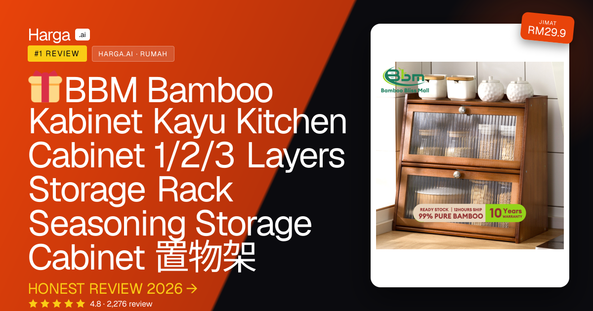 🎁BBM Bamboo Kabinet Kayu Kitchen Cabinet 1/2/3 Layers Storage Rack Seasoning Storage Cabinet 置物架 review
