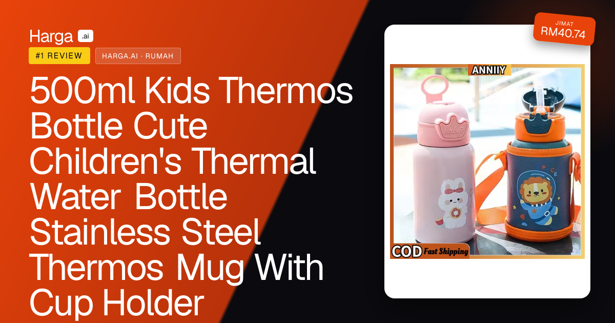 500ml Kids Thermos Bottle Cute Children's Thermal Water Bottle Stainless Steel Thermos Mug With Cup Holder review