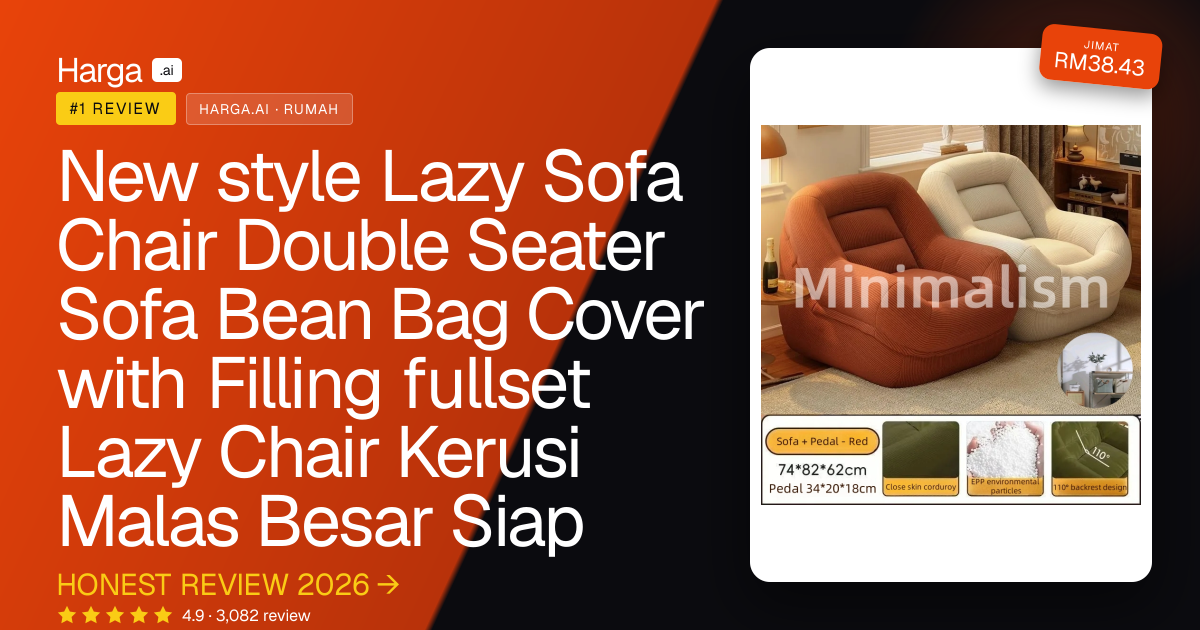 New style Lazy Sofa Chair Double Seater Sofa Bean Bag Cover with Filling fullset Lazy Chair Kerusi Malas Besar Siap review