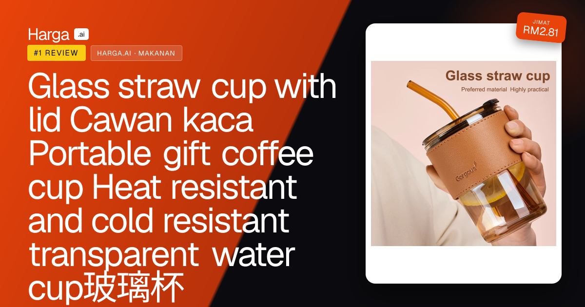 Glass straw cup with lid Cawan kaca  Portable gift coffee cup Heat resistant and cold resistant transparent water cup玻璃杯 review