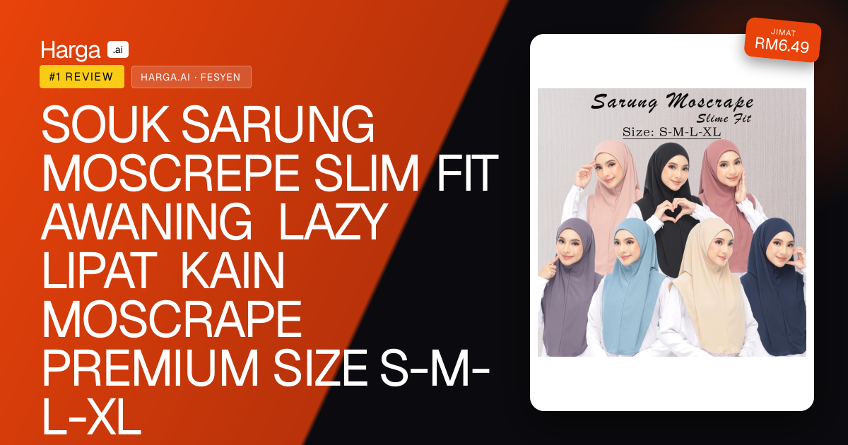SOUK SARUNG MOSCREPE SLIM FIT AWANING LAZY LIPAT KAIN MOSCRAPE PREMIUM SIZE S-M-L-XL review