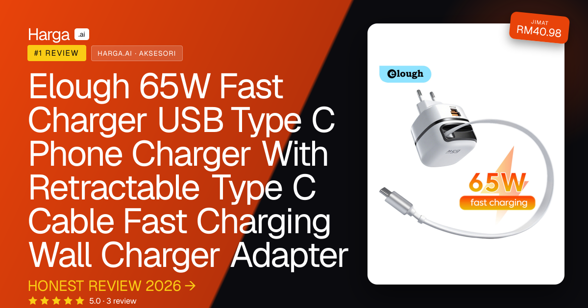 Elough 65W Fast Charger USB Type C Phone Charger With Retractable Type C Cable Fast Charging Wall Charger Adapter review