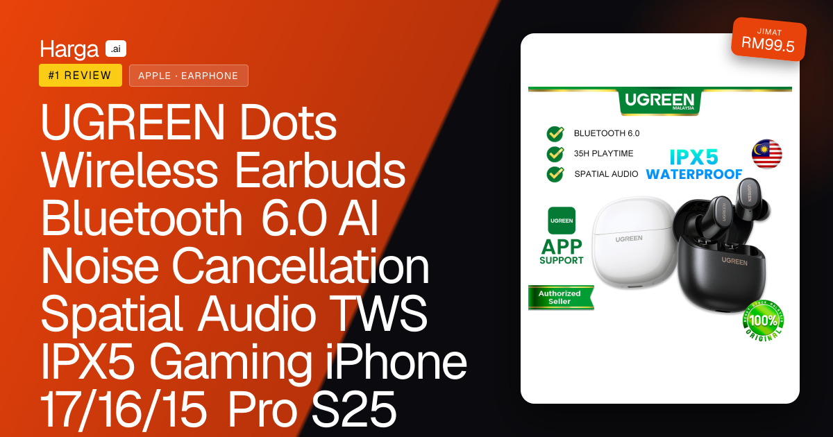 UGREEN Dots Wireless Earbuds Bluetooth 6.0 AI Noise Cancellation Spatial Audio TWS IPX5 Gaming iPhone 17/16/15 Pro S25 review