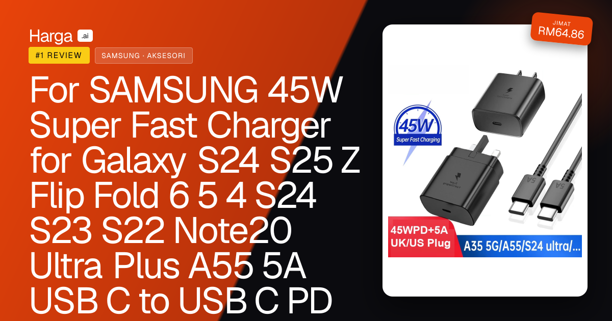 For SAMSUNG 45W Super Fast Charger for Galaxy S24 S25 Z Flip Fold 6 5 4 S24 S23 S22 Note20 Ultra Plus A55 5A USB C to USB C PD Cable review