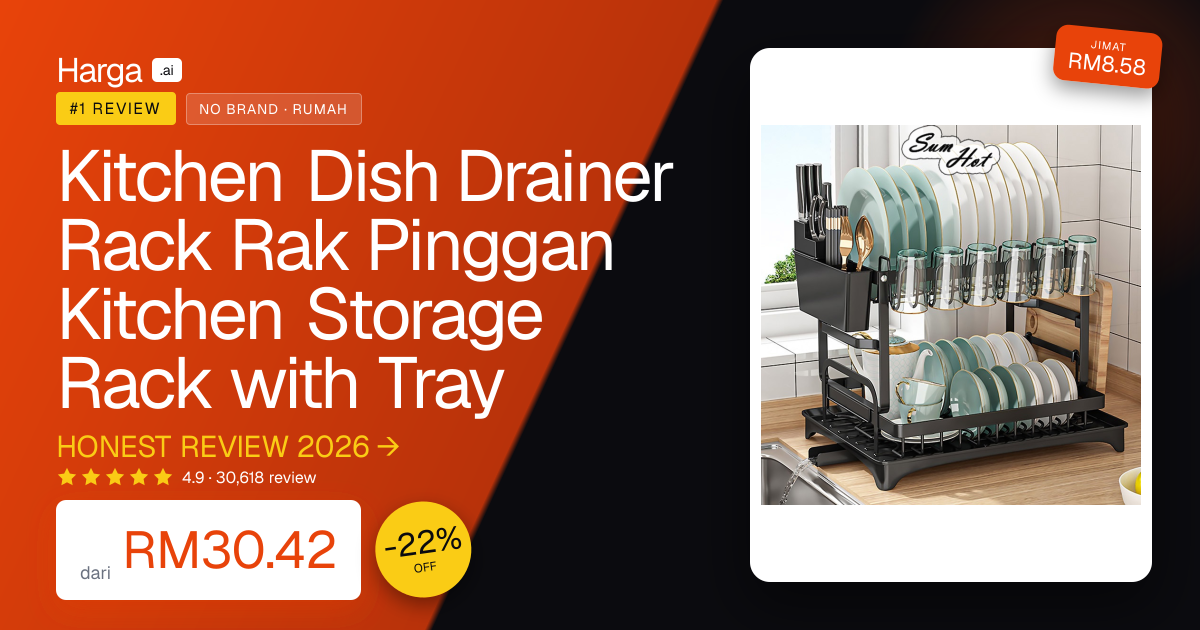 Kitchen Dish Drainer Rack Rak Pinggan Kitchen Storage Rack with Tray review