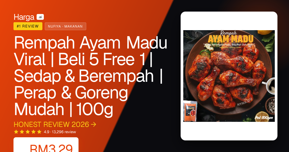 Rempah Ayam Madu Viral | Beli 5 Free 1 | Sedap & Berempah | Perap & Goreng Mudah | 100g review