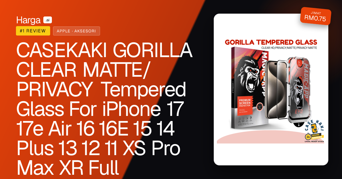 CASEKAKI GORILLA CLEAR MATTE/ PRIVACY Tempered Glass For iPhone 17 17e Air 16 16E 15 14 Plus 13 12 11 XS Pro Max XR Full review