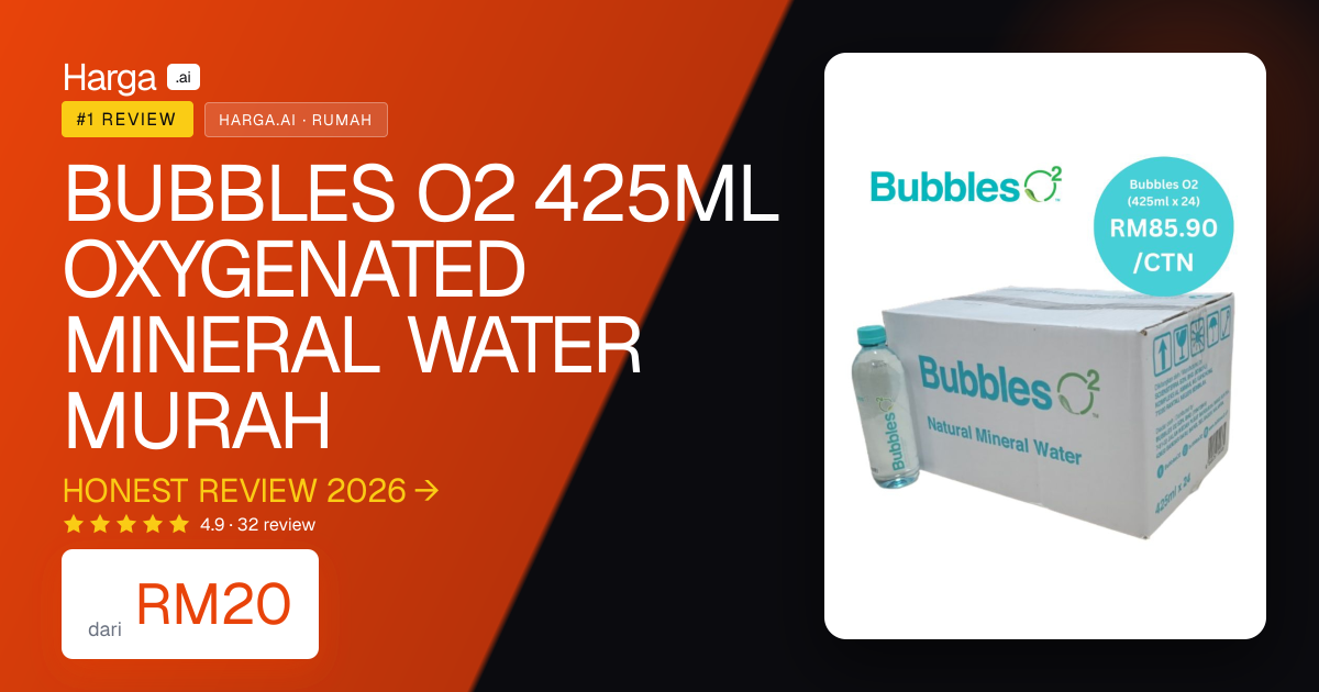 BUBBLES O2 425ML OXYGENATED MINERAL WATER MURAH review
