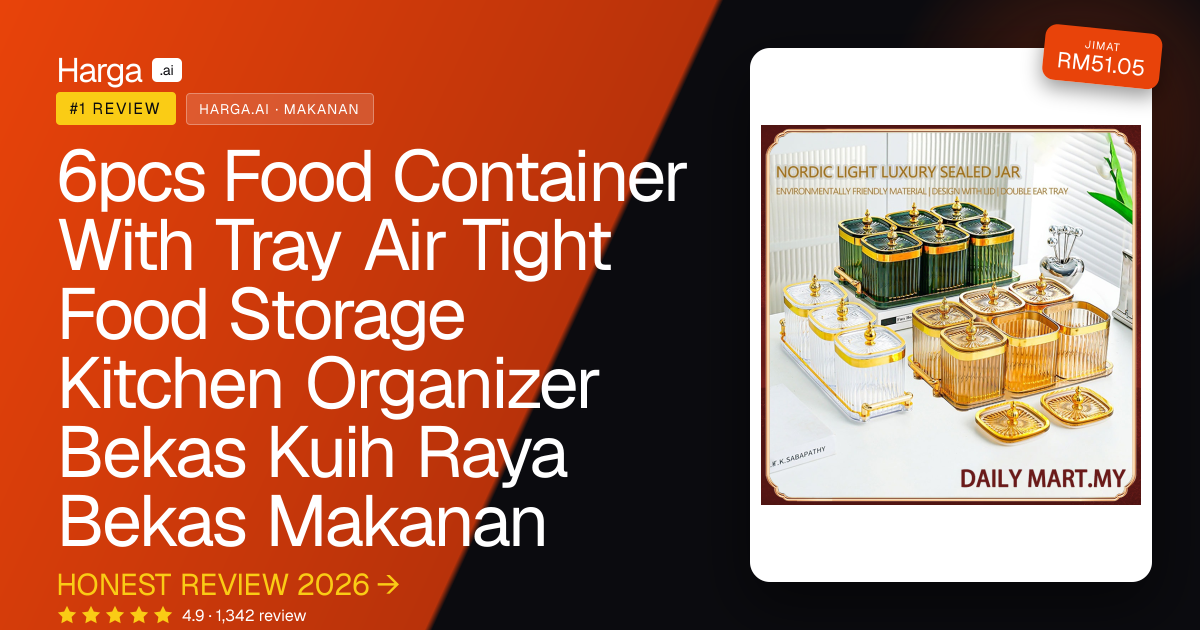6pcs Food Container With Tray Air Tight Food Storage Kitchen Organizer Bekas Kuih Raya Bekas Makanan review