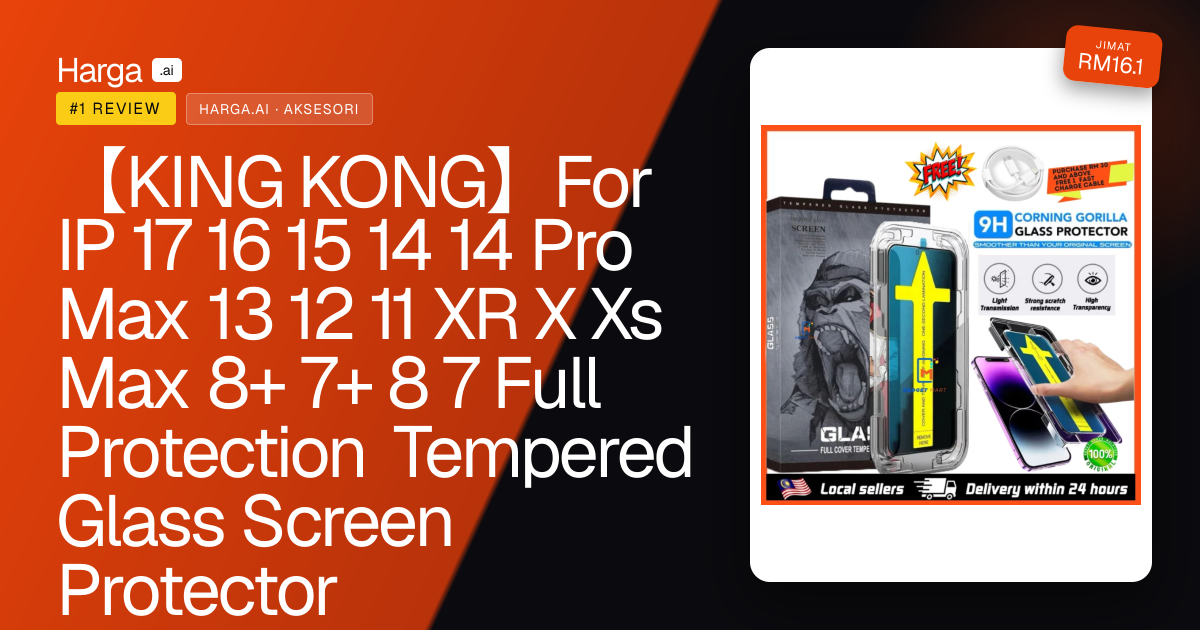 【KING KONG】For IP 17 16 15 14 14 Pro Max 13 12 11 XR X Xs Max 8+ 7+ 8 7 Full Protection Tempered Glass Screen Protector review