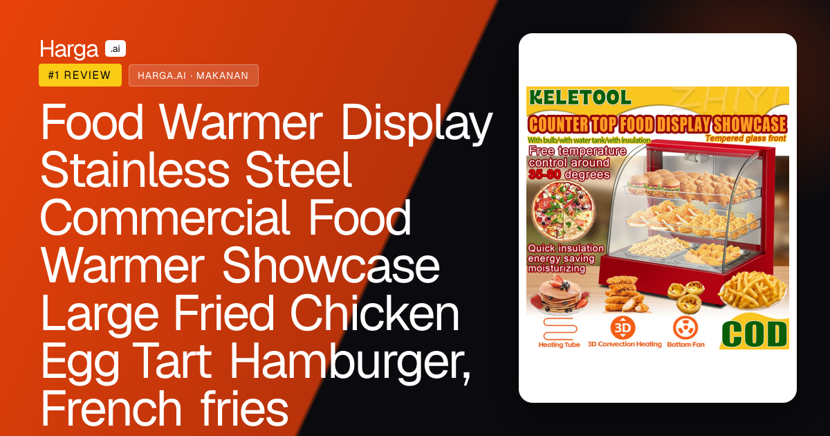 Food Warmer Display Stainless Steel Commercial Food Warmer Showcase Large Fried Chicken Egg Tart Hamburger, French fries review
