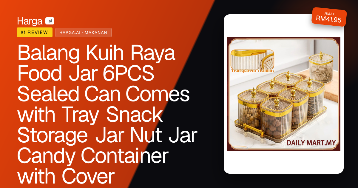 Balang Kuih Raya Food Jar 6PCS Sealed Can Comes with Tray Snack Storage Jar Nut Jar Candy Container with Cover review
