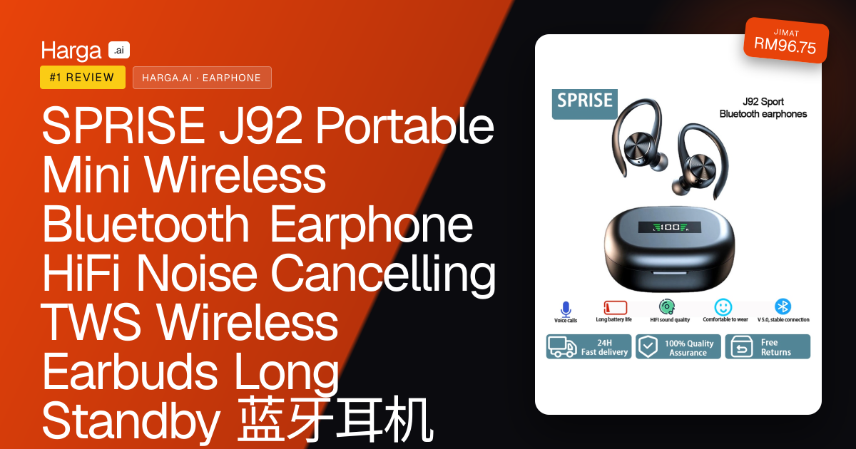 SPRISE J92 Portable Mini Wireless Bluetooth Earphone HiFi Noise Cancelling TWS Wireless Earbuds Long Standby 蓝牙耳机 review