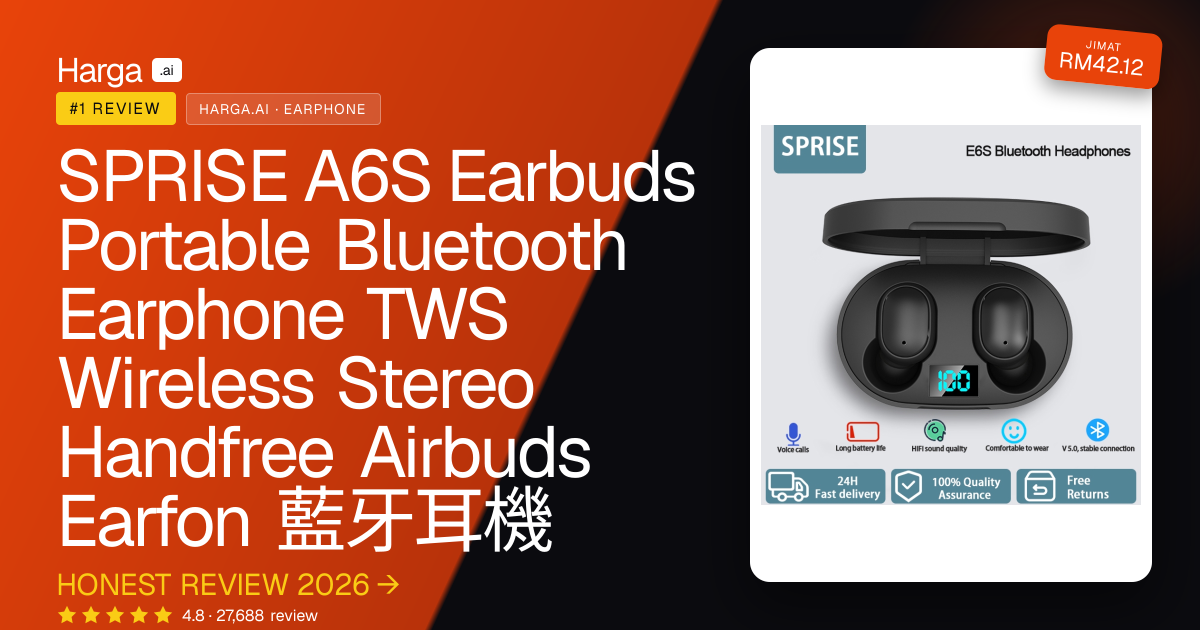 SPRISE A6S Earbuds Portable Bluetooth Earphone TWS Wireless Stereo Handfree Airbuds Earfon 藍牙耳機 review