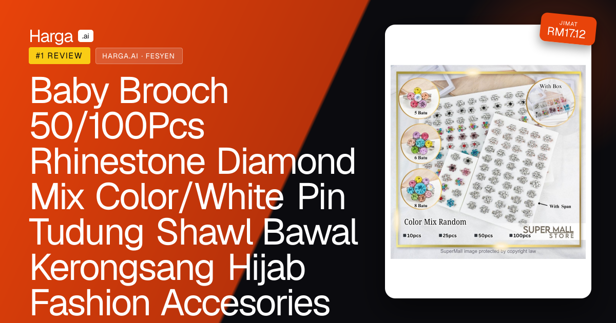 Baby Brooch 50/100Pcs  Rhinestone Diamond Mix Color/White Pin Tudung Shawl Bawal  Kerongsang Hijab Fashion Accesories review