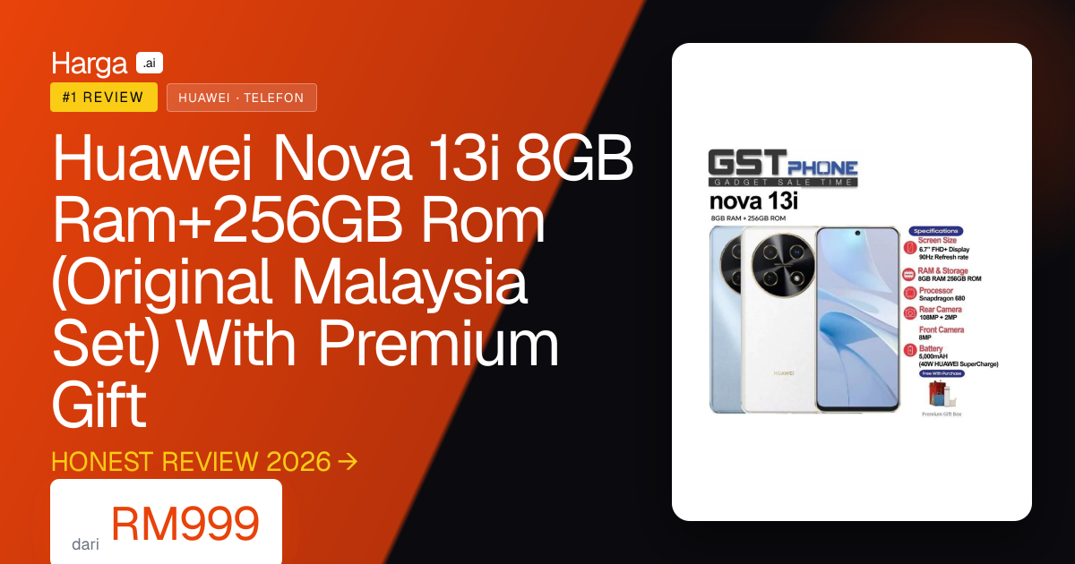 Huawei Nova 13i 8GB Ram+256GB Rom (Original Malaysia Set) With Premium Gift review