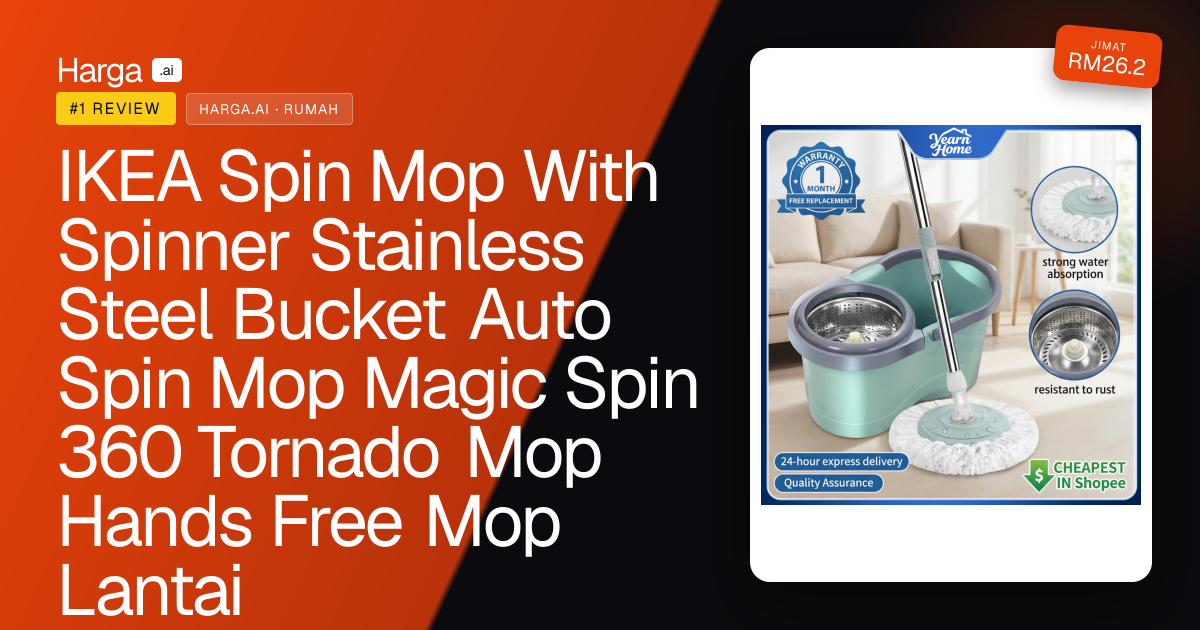 IKEA Spin Mop With Spinner Stainless Steel Bucket Auto Spin Mop Magic Spin 360 Tornado Mop Hands Free Mop Lantai review