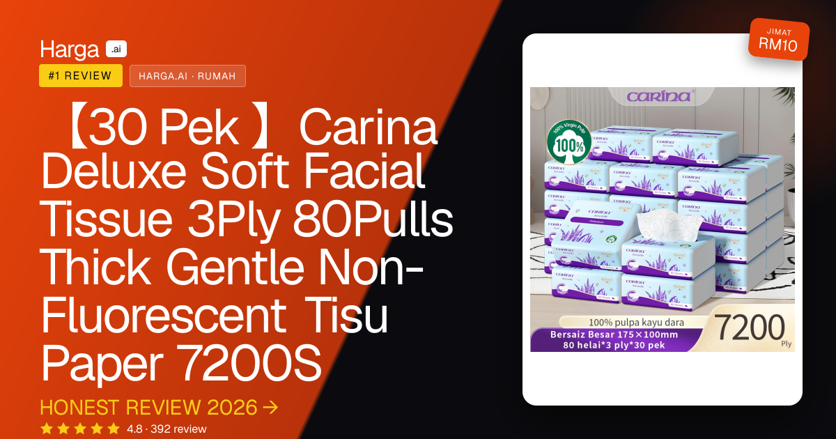 【30 Pek 】Carina Deluxe Soft Facial Tissue 3Ply 80Pulls Thick Gentle Non-Fluorescent Tisu Paper 7200S review