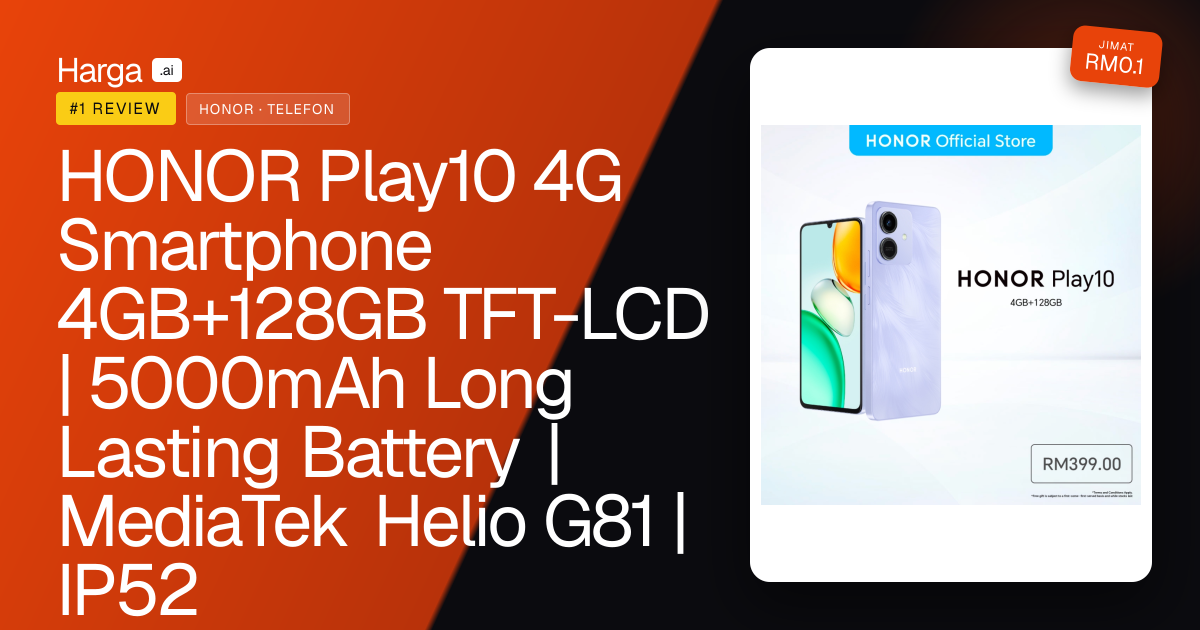HONOR Play10 4G Smartphone 4GB+128GB TFT-LCD | 5000mAh Long Lasting Battery | MediaTek Helio G81 | IP52 review
