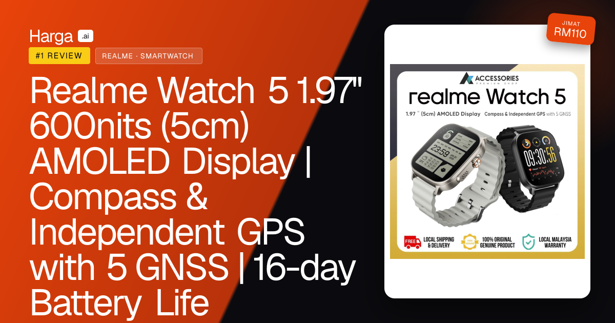 Realme Watch 5 1.97'' 600nits (5cm) AMOLED Display | Compass & Independent GPS with 5 GNSS | 16-day Battery Life review