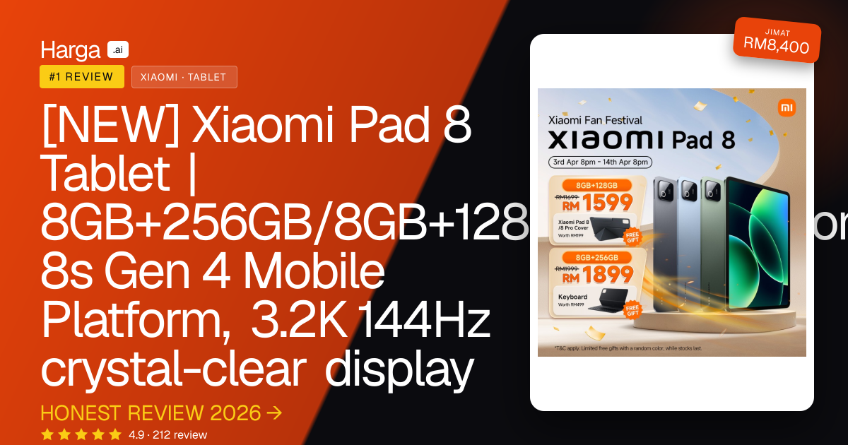 [NEW] Xiaomi Pad 8 Tablet | 8GB+256GB/8GB+128GB,Snapdragon 8s Gen 4 Mobile Platform, 3.2K 144Hz crystal-clear display review