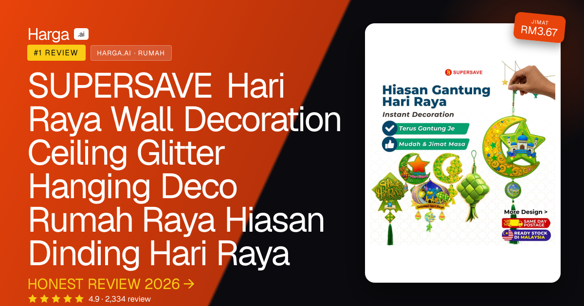 SUPERSAVE Hari Raya Wall Decoration Ceiling Glitter Hanging Deco Rumah Raya Hiasan Dinding Hari Raya review