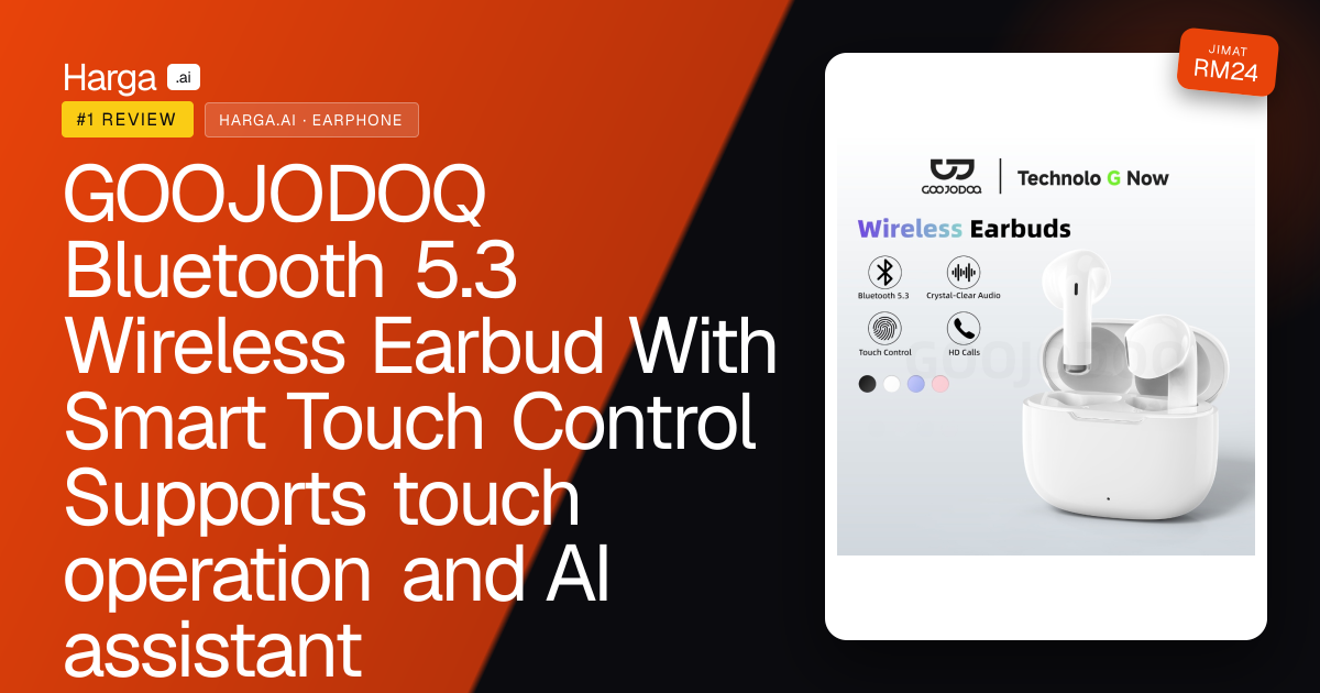 GOOJODOQ Bluetooth 5.3 Wireless Earbud With Smart Touch Control Supports touch operation and AI assistant review