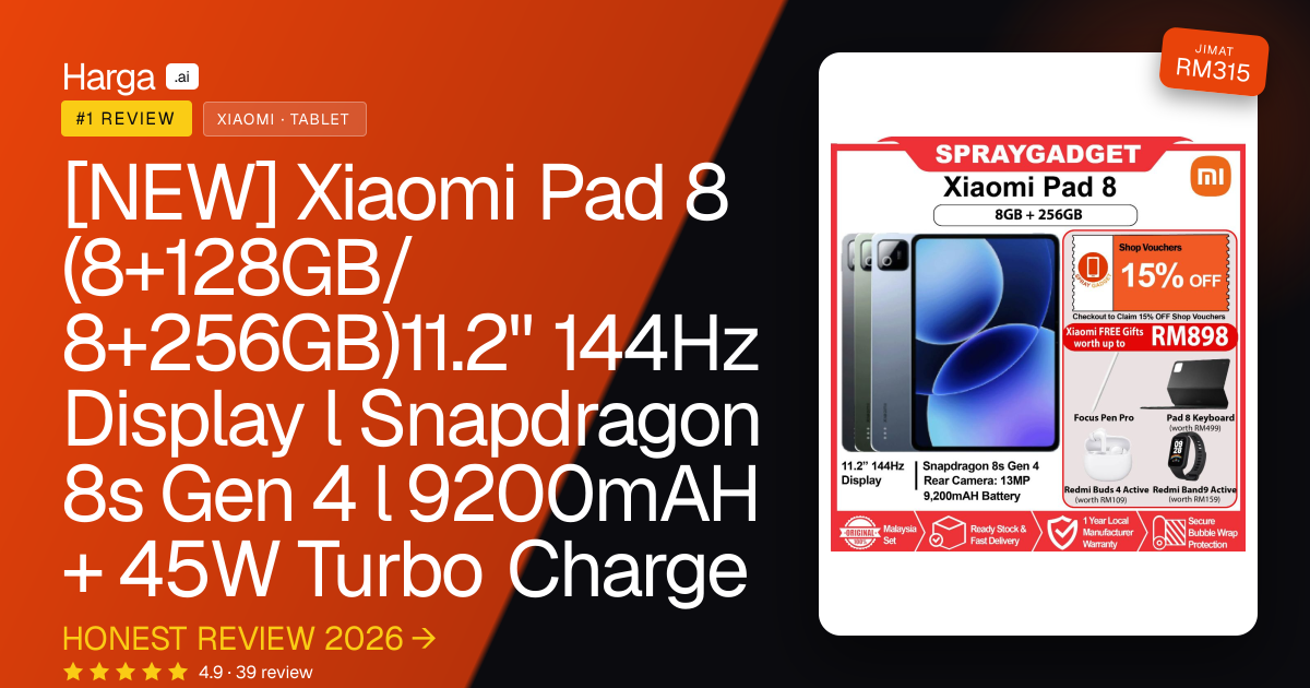 [NEW] Xiaomi Pad 8 (8+128GB/ 8+256GB)11.2" 144Hz Display l Snapdragon 8s Gen 4 l 9200mAH + 45W Turbo Charge review