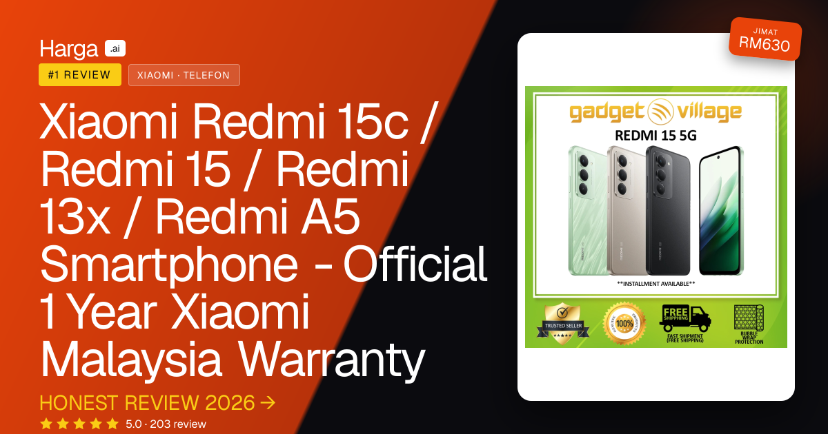 Xiaomi Redmi 15c / Redmi 15 / Redmi 13x / Redmi A5 Smartphone - Official 1 Year Xiaomi Malaysia Warranty review