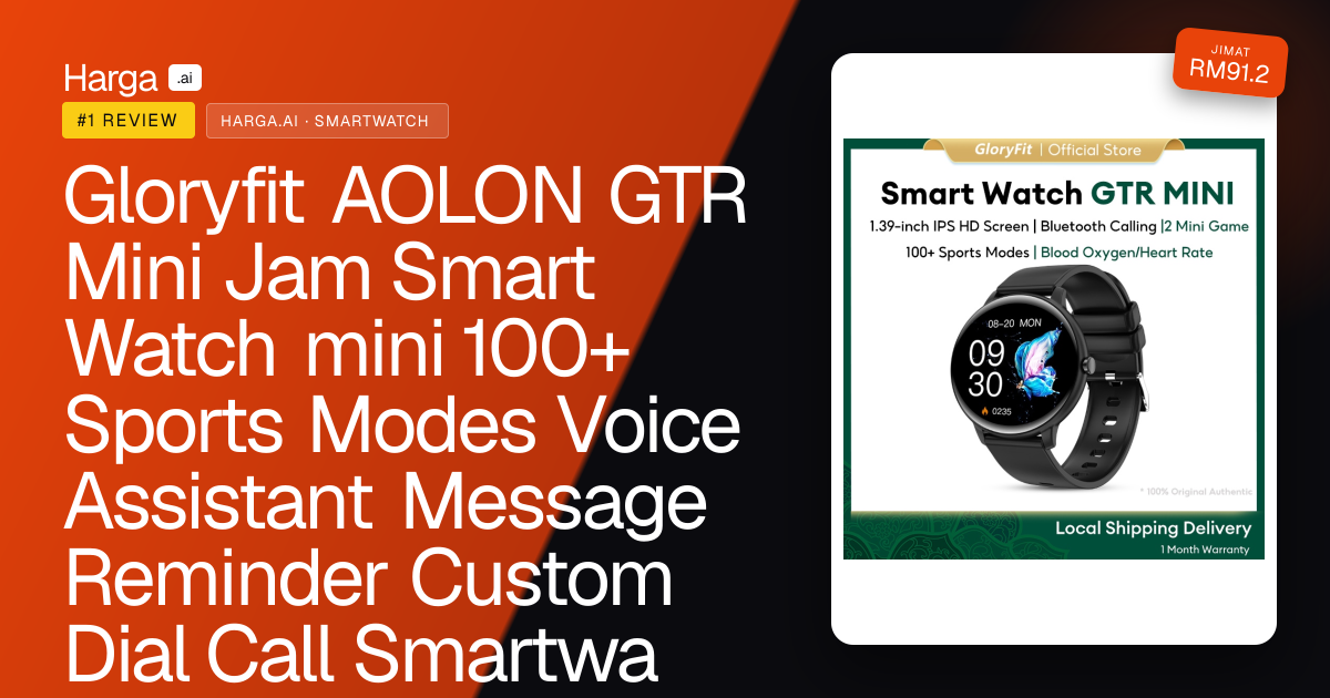Gloryfit AOLON GTR Mini Jam Smart Watch mini 100+ Sports Modes Voice Assistant Message Reminder Custom Dial Call Smartwa review