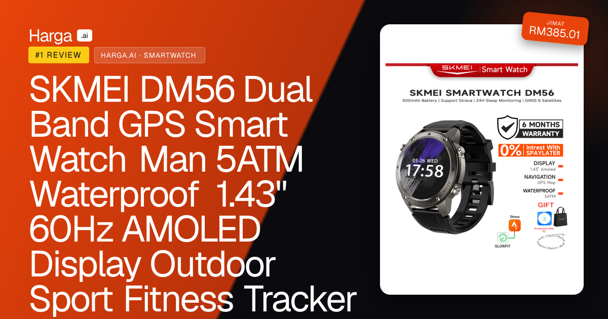 SKMEI DM56 Dual Band GPS Smart Watch Man 5ATM Waterproof 1.43" 60Hz AMOLED Display Outdoor Sport Fitness Tracker for Men review