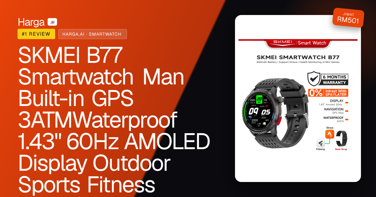 SKMEI B77 Smartwatch Man Built-in GPS 3ATMWaterproof 1.43" 60Hz AMOLED Display Outdoor Sports Fitness Tracker 22mm Strap review