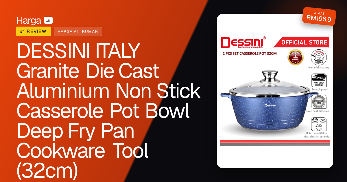 DESSINI ITALY Granite Die Cast Aluminium Non Stick Casserole Pot Bowl Deep Fry Pan Cookware Tool (32cm) review