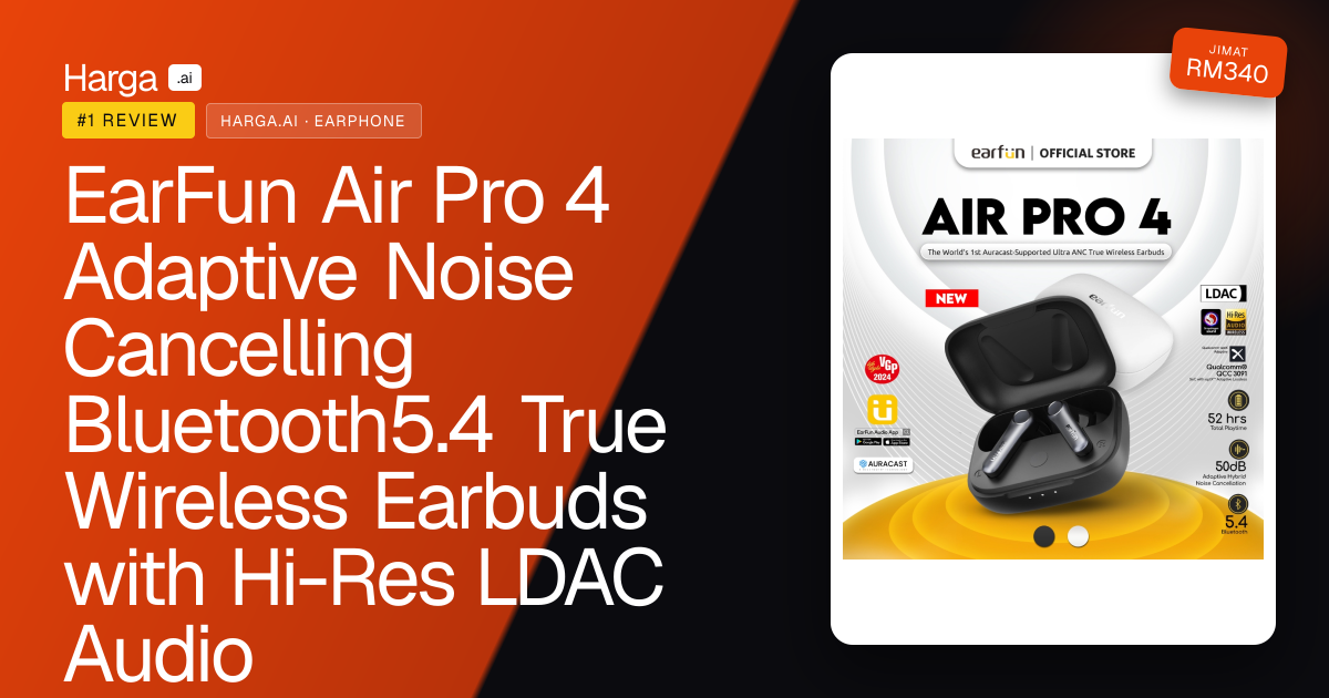 EarFun Air Pro 4 Adaptive Noise Cancelling Bluetooth5.4 True Wireless Earbuds with Hi-Res LDAC Audio review