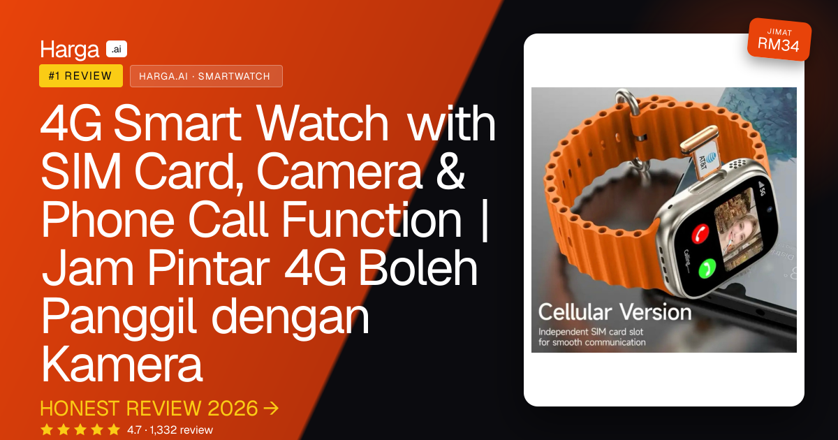 4G Smart Watch with SIM Card, Camera & Phone Call Function | Jam Pintar 4G Boleh Panggil dengan Kamera review