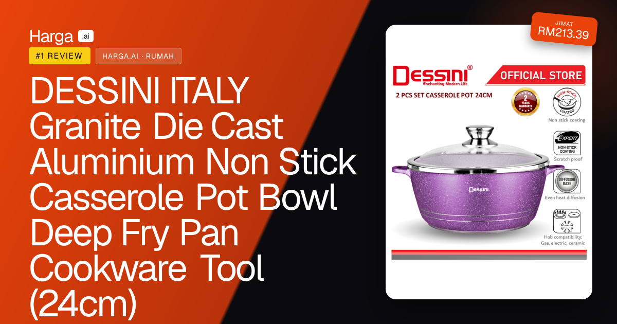 DESSINI ITALY Granite Die Cast Aluminium Non Stick Casserole Pot Bowl Deep Fry Pan Cookware Tool (24cm) review