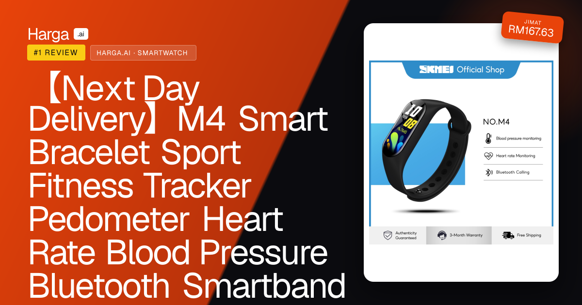 【Next Day Delivery】M4 Smart Bracelet Sport Fitness Tracker Pedometer Heart Rate Blood Pressure Bluetooth Smartband IOS Android review
